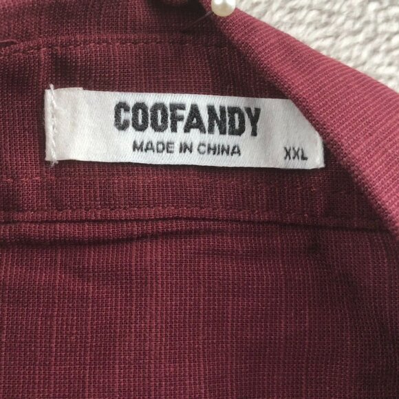 Coofandy Mens Shirt Size XXL Short Sleeve Button Up Shirt Red Classic Casual - Picture 3 of 9